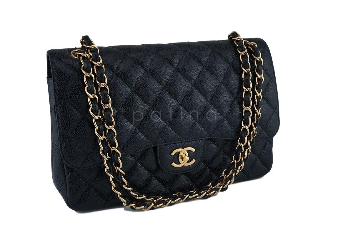 Chanel Black Caviar Jumbo Classic Double Flap Bag GHW