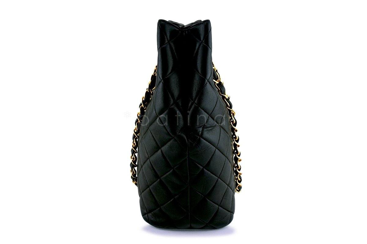 Chanel Vintage Black Jumbo CC Soft Classic Shopper Tote Bag