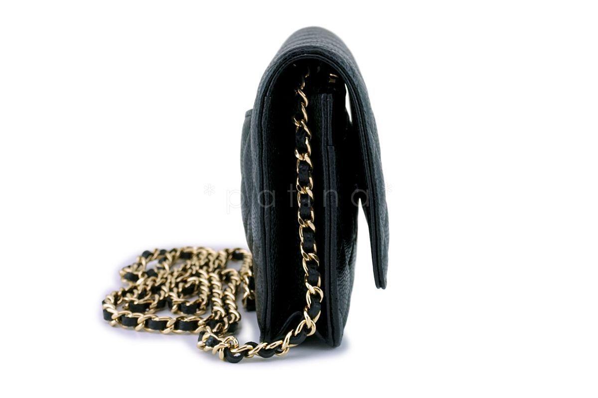 NIB Chanel Black Caviar Classic Wallet on Chain WOC Flap Bag