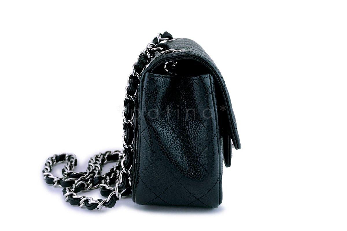 Chanel Black Caviar Square Mini Classic Flap Bag SHW
