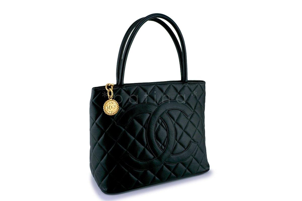 Chanel Black Timeless Classic Caviar Medallion Tote Bag GHW