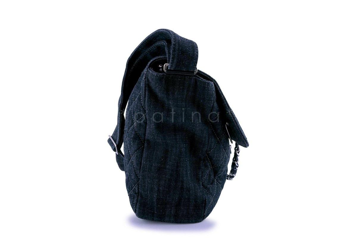 Chanel Denim XL Classic Messenger Flap Tote Bag