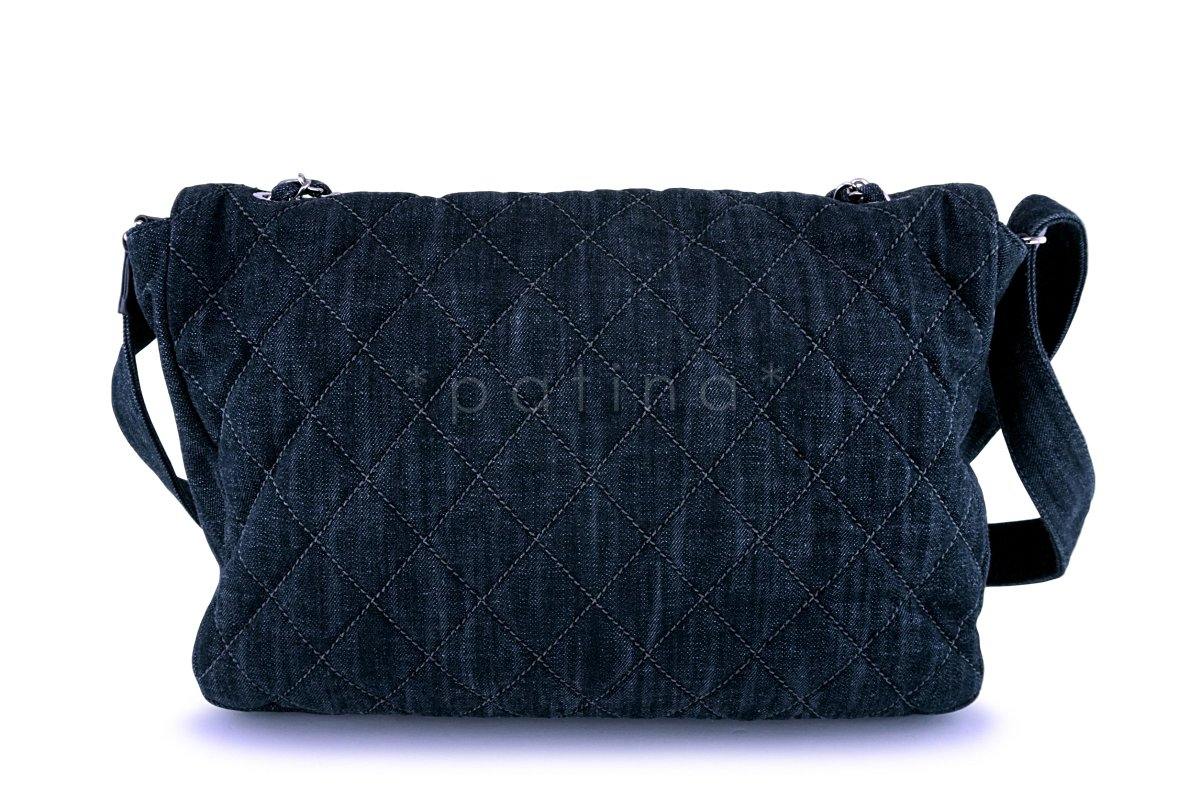 Chanel Denim XL Classic Messenger Flap Tote Bag