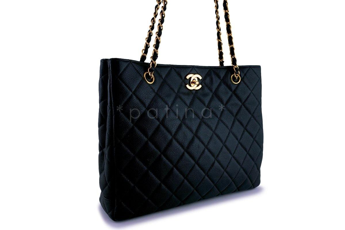 Chanel Black Caviar Vintage Timeless Medium Tote Bag 24k GHW