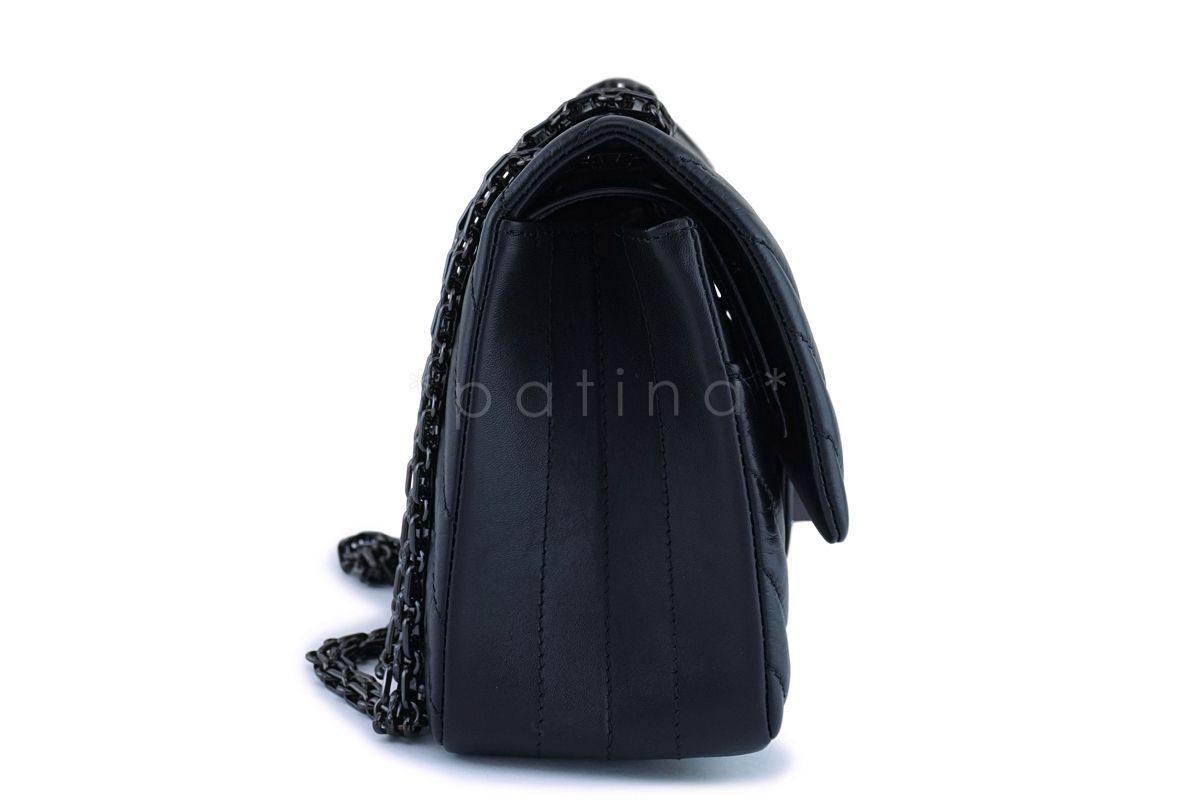 NIB 18K Chanel So Black Chevron Reissue 225 2.55 Classic Double Flap Bag