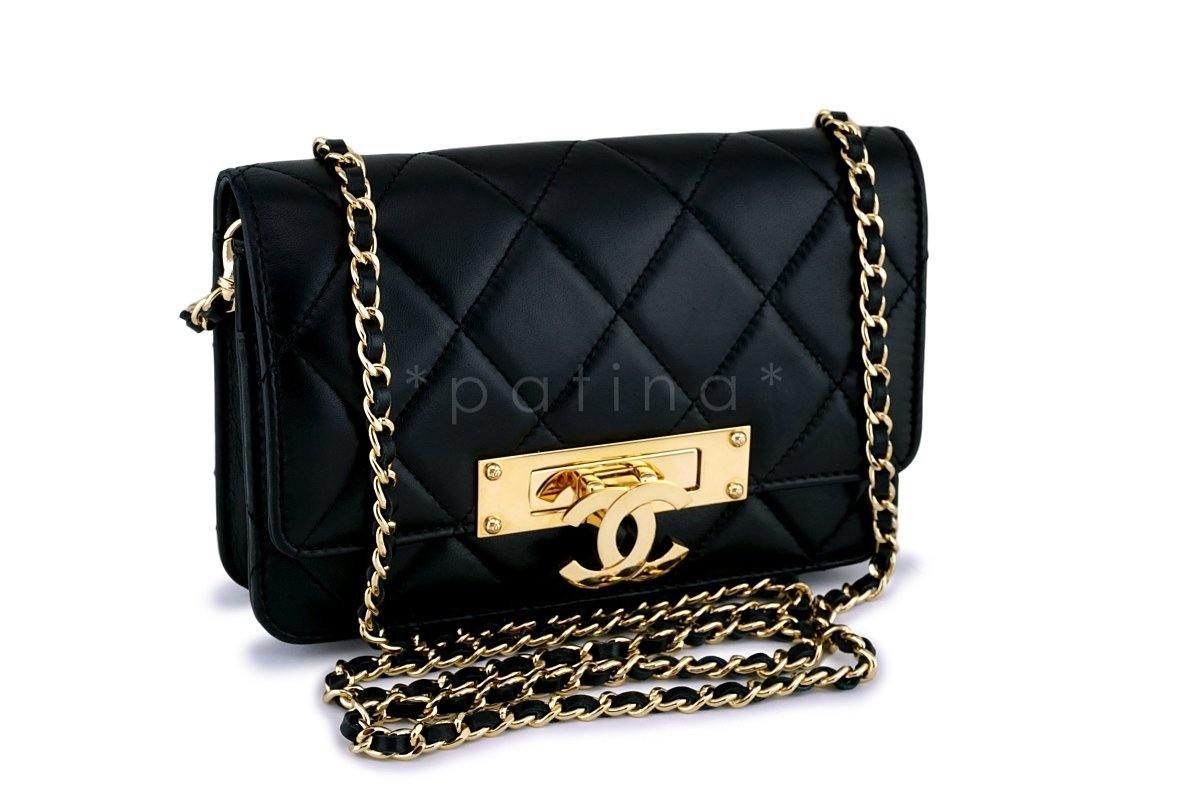 Rare Chanel Black Original Golden Class Big CC Wallet on Chain WOC Flap Bag GHW