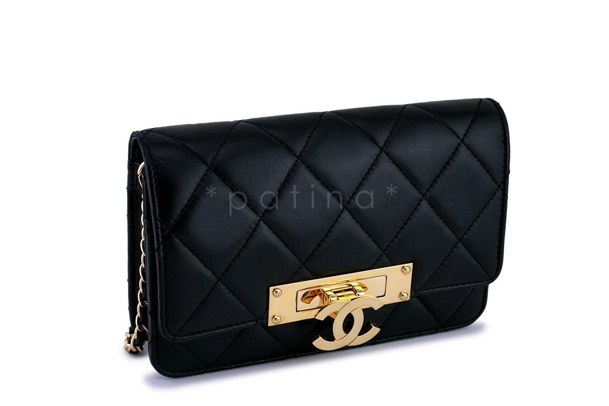 Rare Chanel Black Original Golden Class Big CC Wallet on Chain WOC Flap Bag GHW