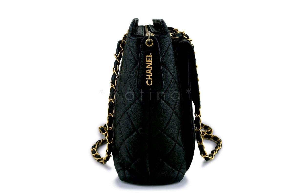 Chanel Vintage Black Caviar Flap Tote Bag 24k GHW