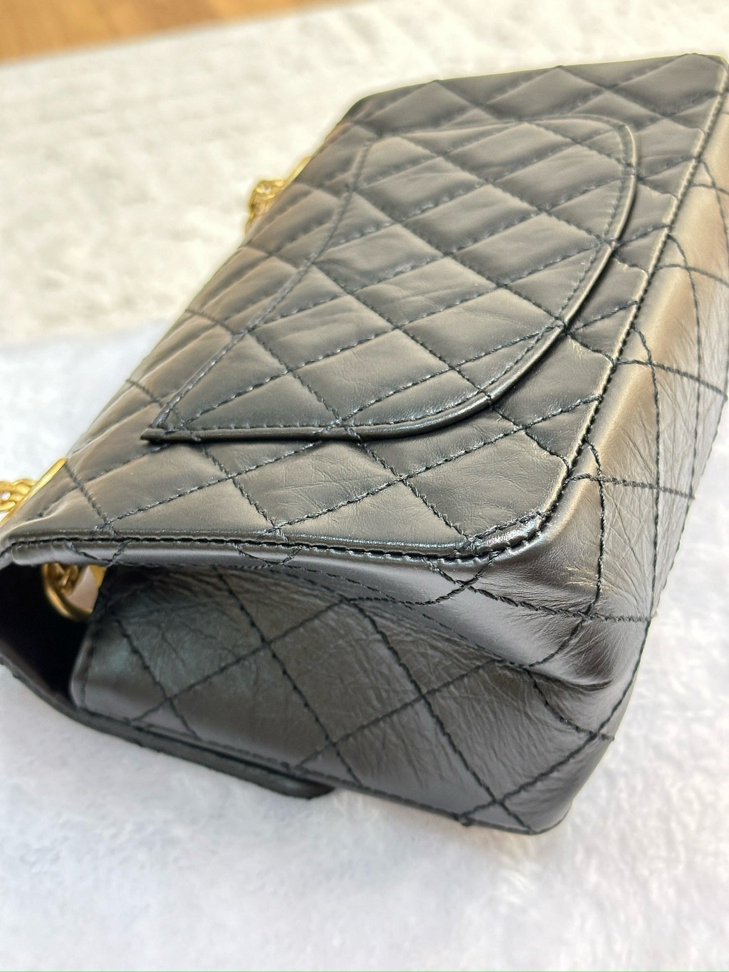 Chanel Mini Aged Calfskin Quilted 2.55 Reissue Flap Black Bag