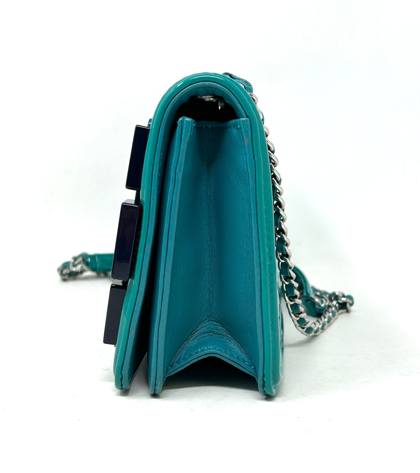 Pre-loved Chanel Lego Boy Brick Turquoise Crossbody Flap Bag