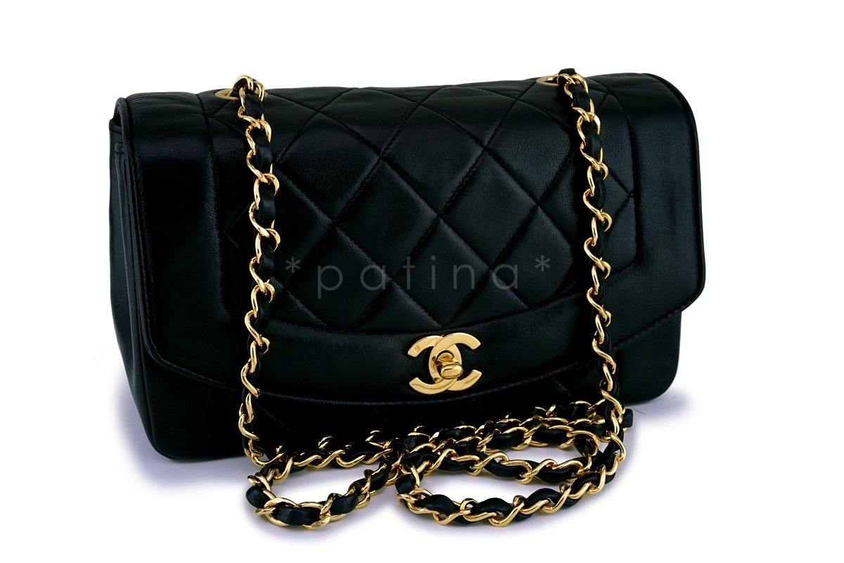 Chanel Vintage Black Small Classic Diana Flap Bag 24k GHW