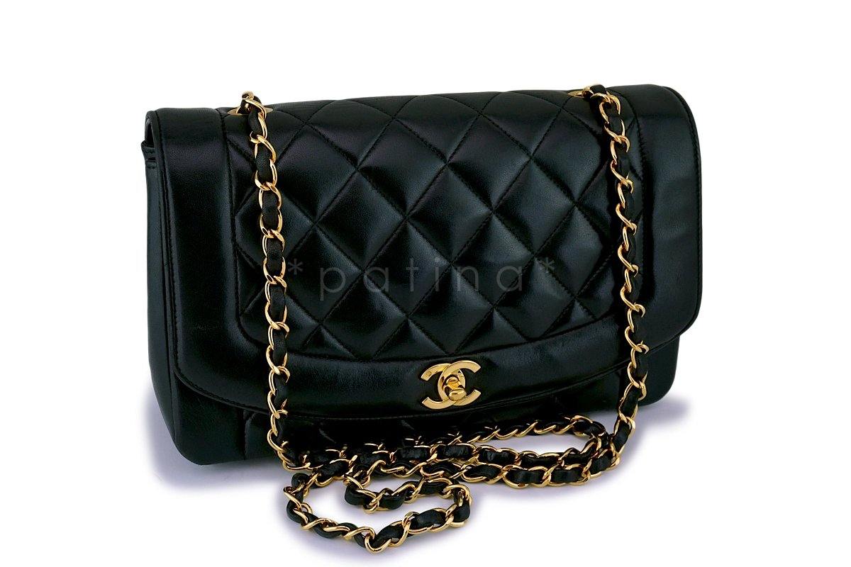 Chanel Vintage Black Medium Classic Diana Flap Bag 24k GHW