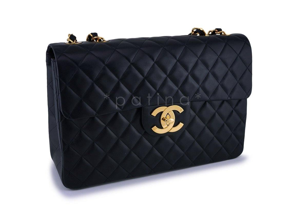 Chanel Vintage Black Maxi Jumbo XL Classic Flap Bag 24k GHW