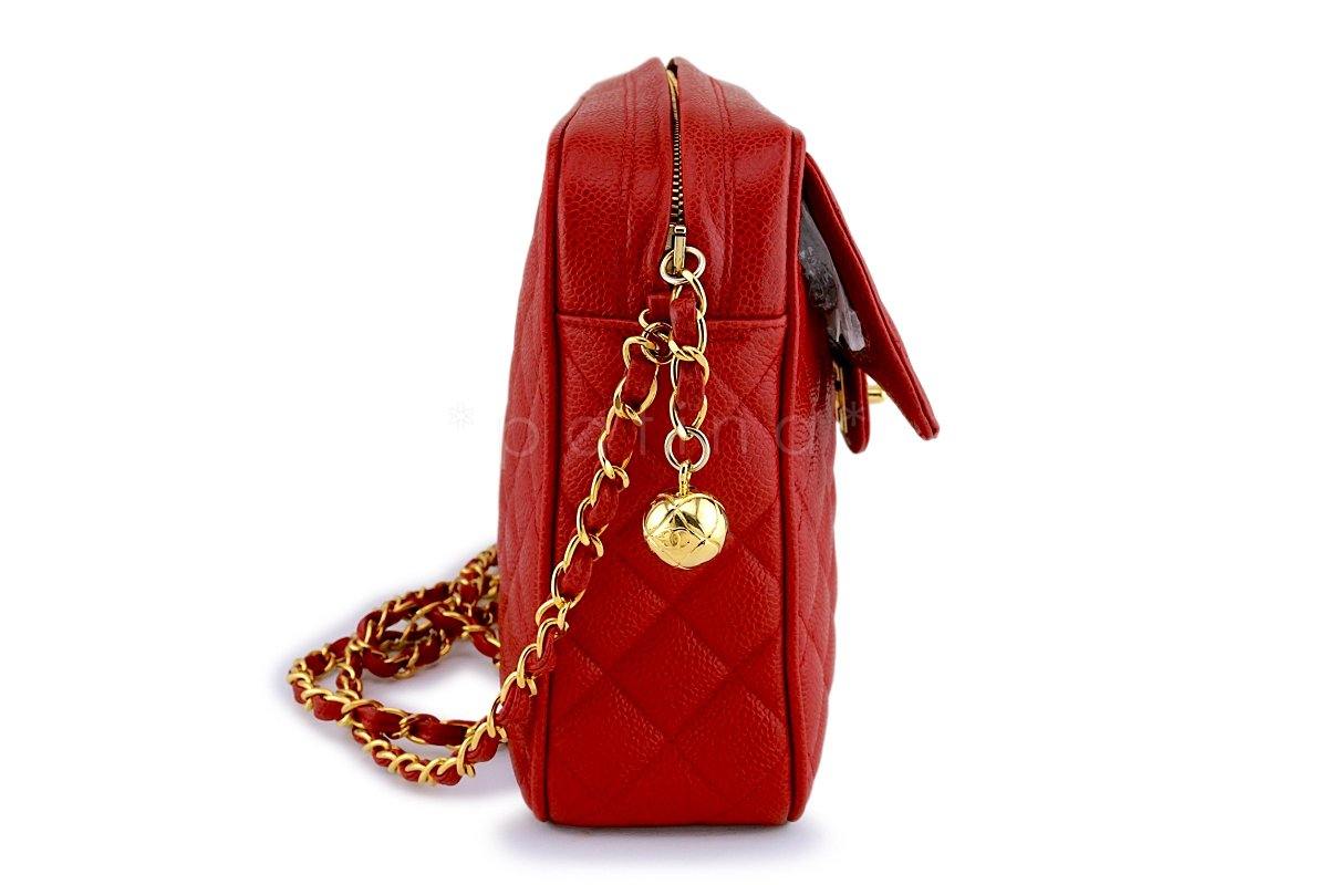 Chanel Vintage Red Caviar Classic Flap Camera Bag 24k GHW