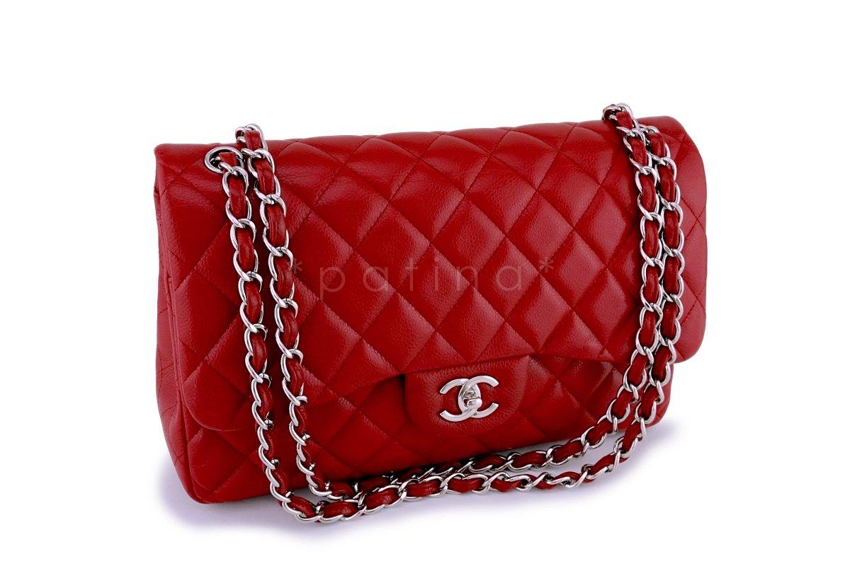 Chanel 11P Red Caviar Jumbo Classic Double Flap Bag SHW