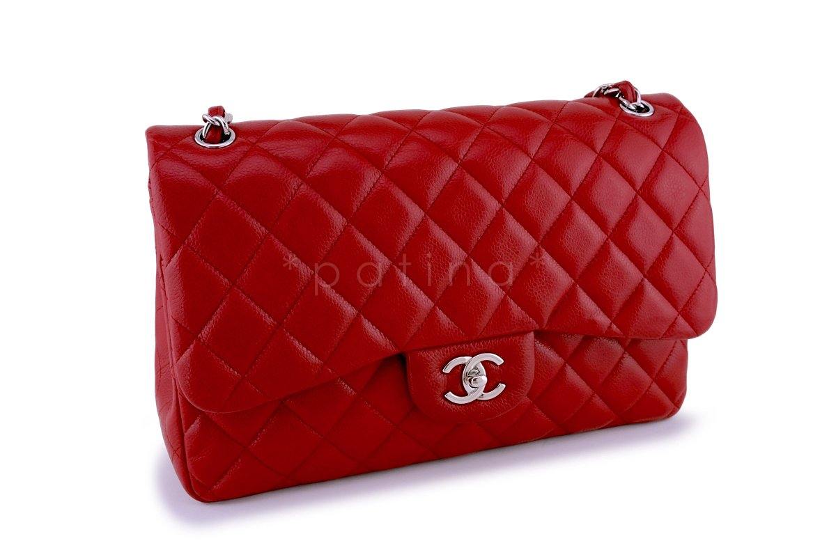Chanel 11P Red Caviar Jumbo Classic Double Flap Bag SHW