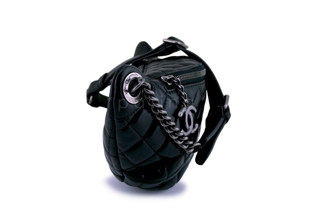 Chanel Black Lambskin Banane Fanny Pack Waist Bag RHW (pristine)
