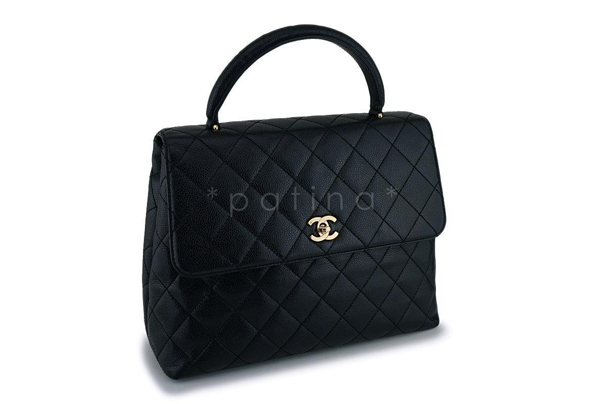 Chanel Black Caviar Kelly Flap Tote Bag 24k GHW
