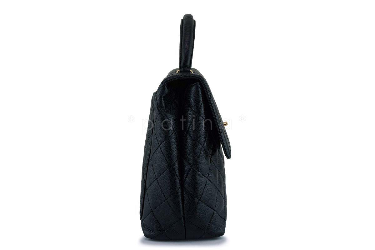 Chanel Black Caviar Kelly Flap Tote Bag 24k GHW