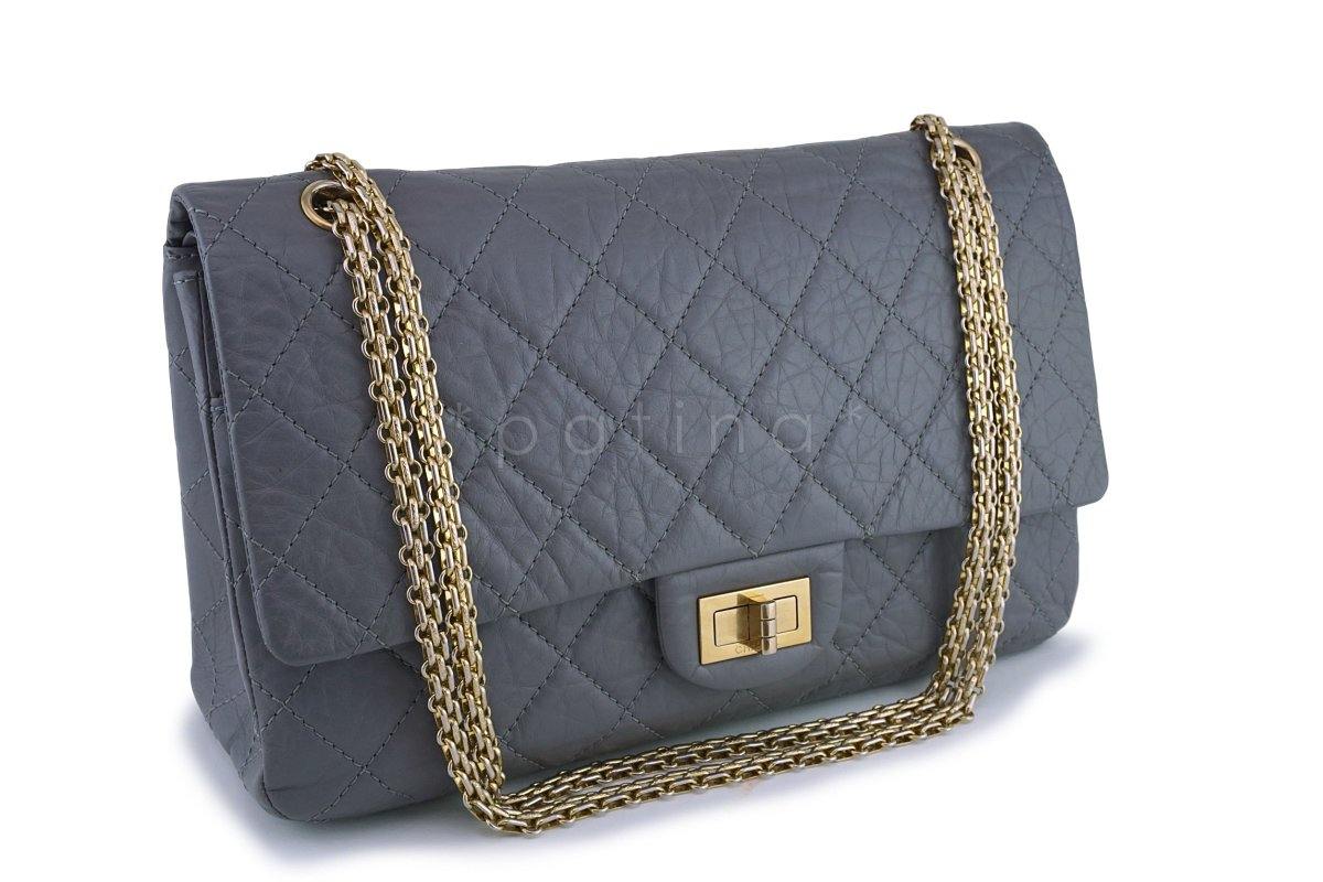 Chanel Gray Large 227 Classic 2.55 Reissue Flap Bag GHW