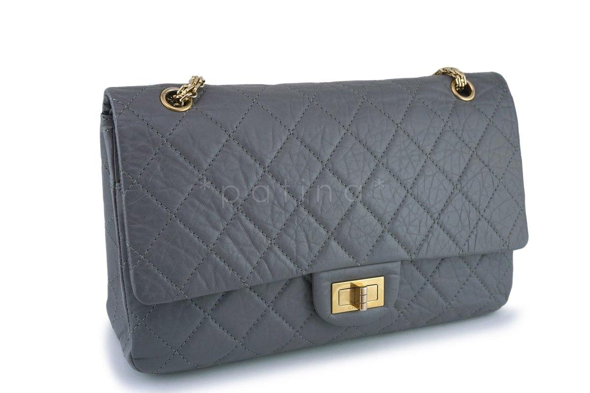 Chanel Gray Large 227 Classic 2.55 Reissue Flap Bag GHW