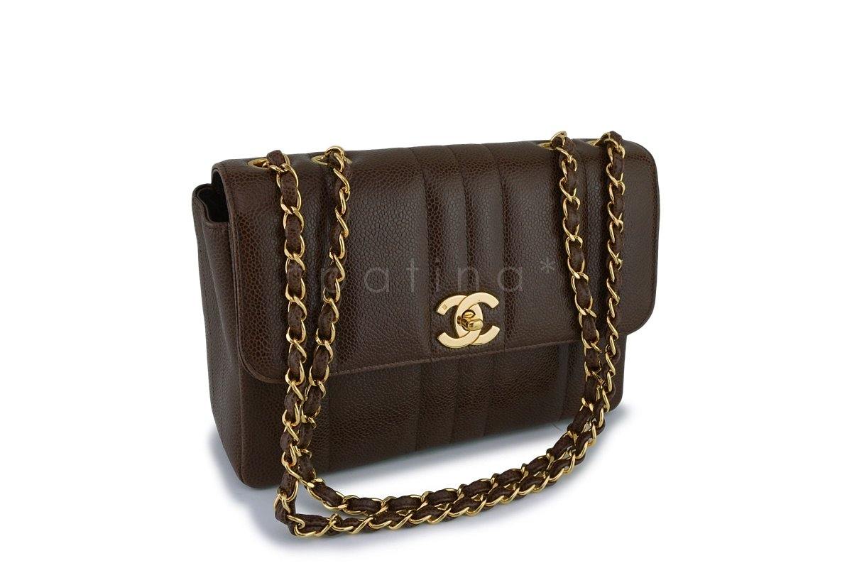 Chanel Vintage Brown Caviar Mademoiselle Classic Small Flap Bag 24k GHW 3Z6
