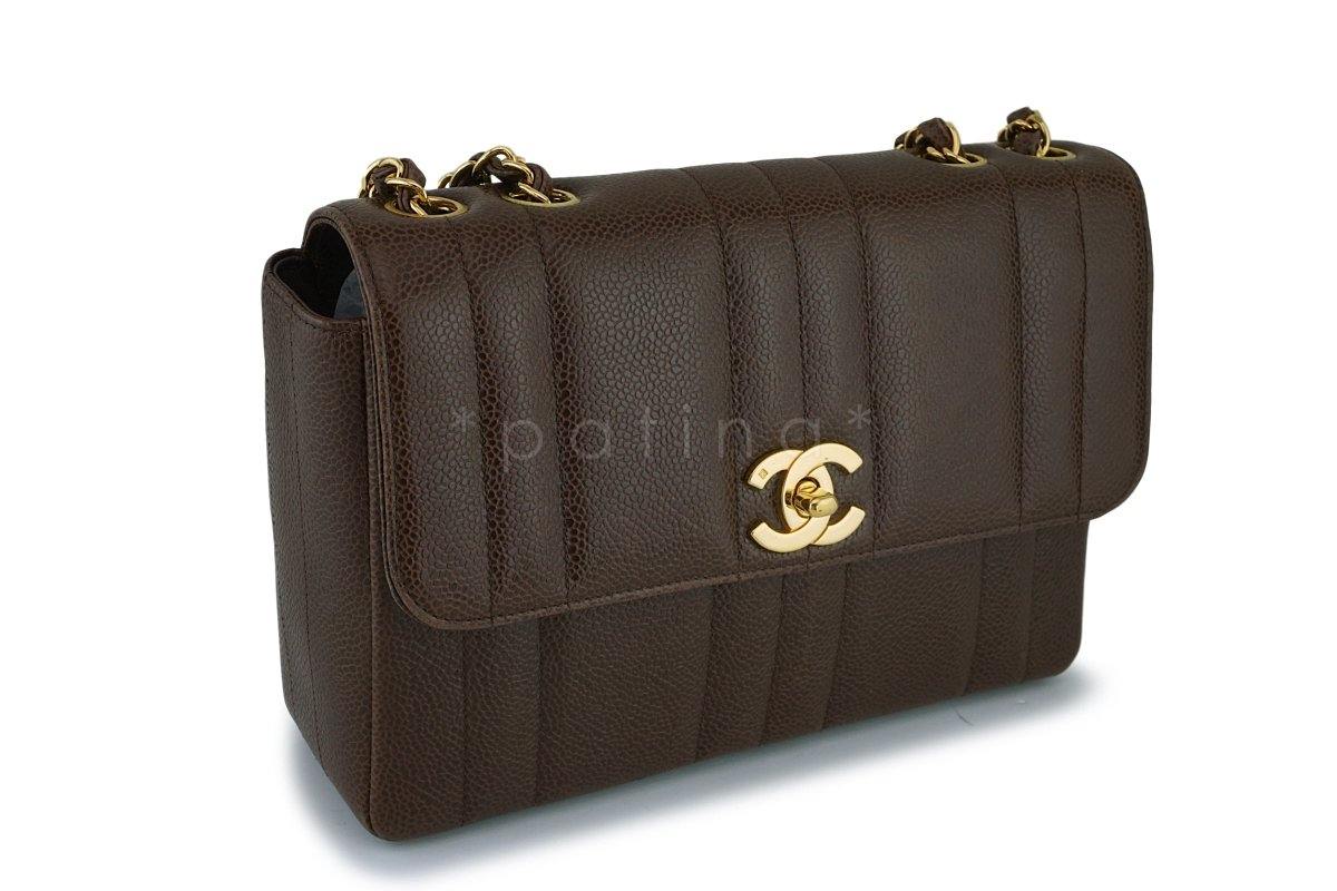 Chanel Vintage Brown Caviar Mademoiselle Classic Small Flap Bag 24k GHW 3Z6