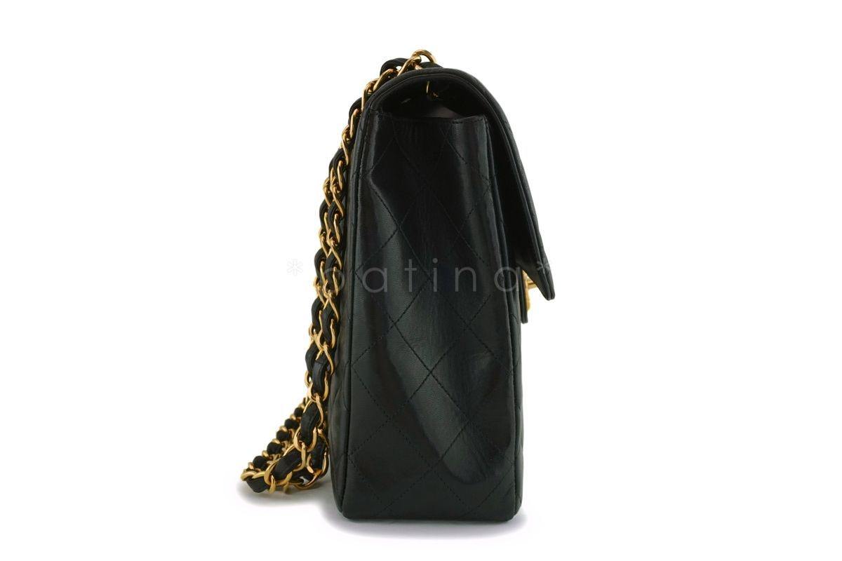 Chanel Black Lambskin Jumbo Classic Flap Bag 24k GHW