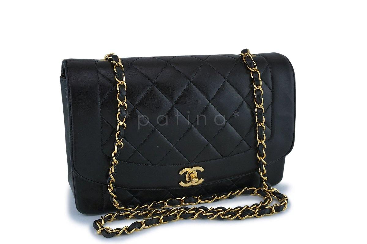 Chanel Vintage Black Medium Classic Diana Flap Bag 24k GHW