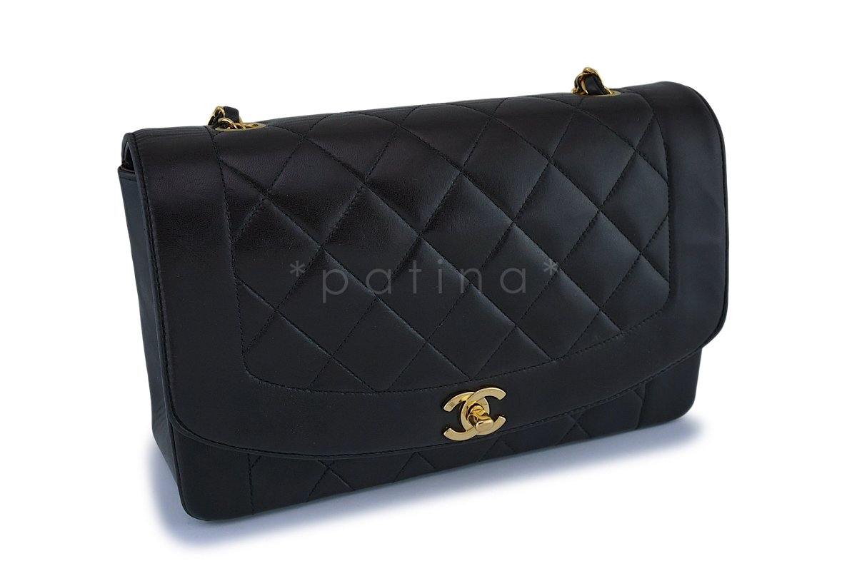 Chanel Vintage Black Medium Classic Diana Flap Bag 24k GHW