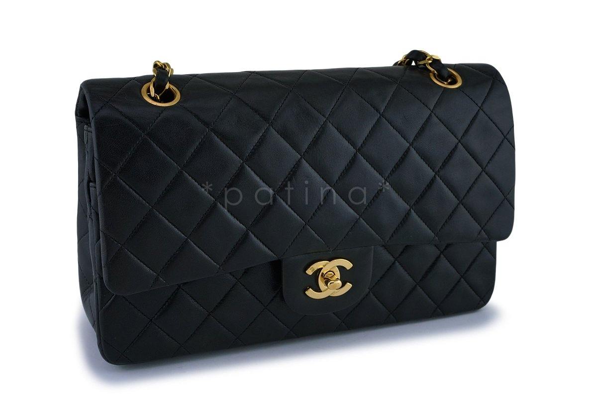 Chanel Black Lambskin Medium Classic Double Flap Bag 24k GHW
