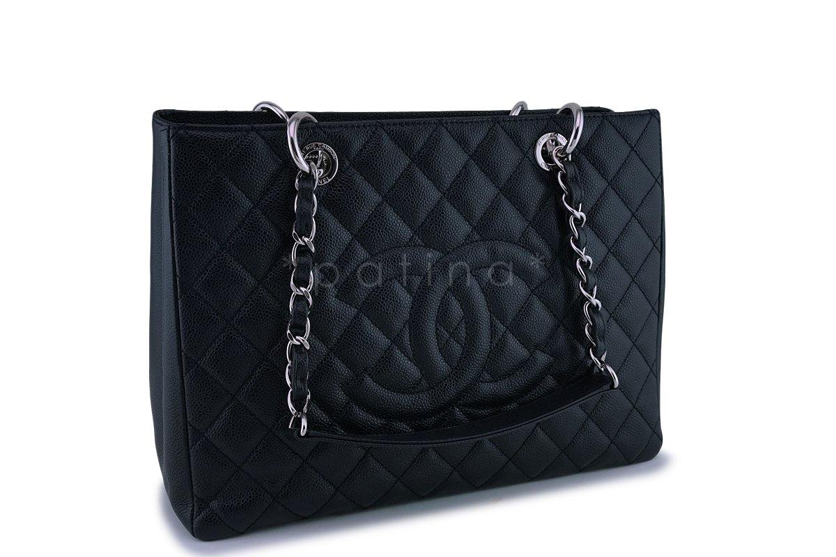 Chanel Black Caviar Grand Shopper Tote GST Bag SHW