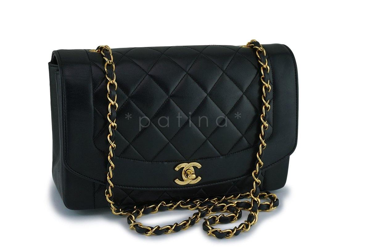 Chanel Vintage Black Medium Classic Diana Flap Bag 24k GHW