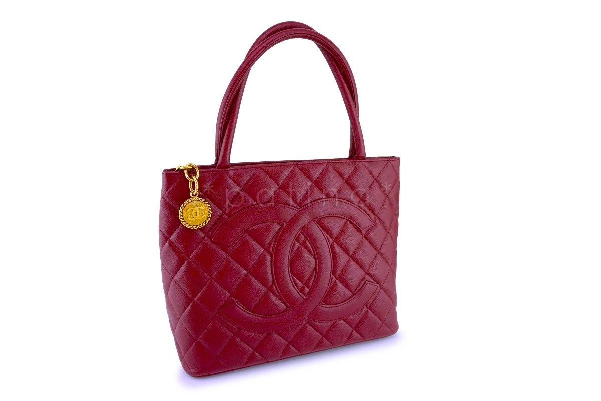 Chanel Red Caviar Timeless Medallion Shopper Tote Bag GHW