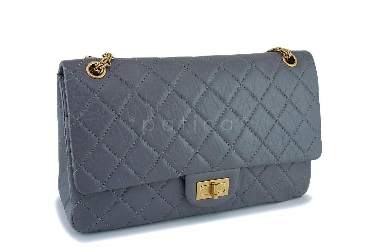 Chanel Gray Large 227 Classic 2.55 Reissue Flap Bag GHW