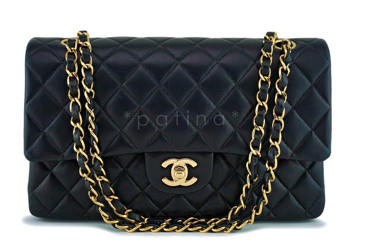 Chanel Black Lambskin Medium Classic Double Flap Bag 24K GHW