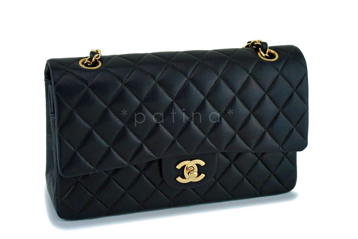 Chanel Black Lambskin Medium Classic Double Flap Bag 24K GHW