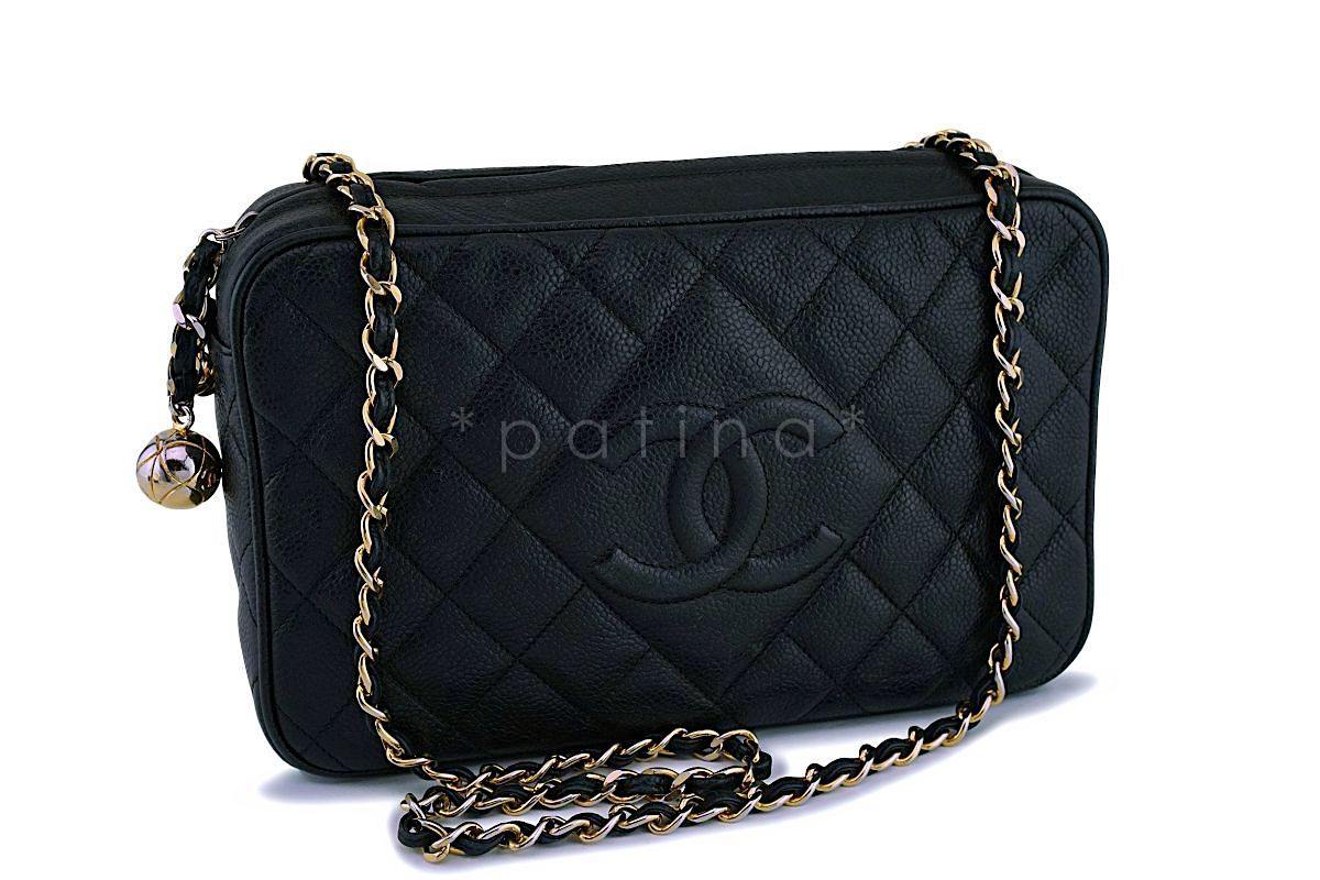 Chanel Vintage Black Caviar Camera Case Bag 24k GHW
