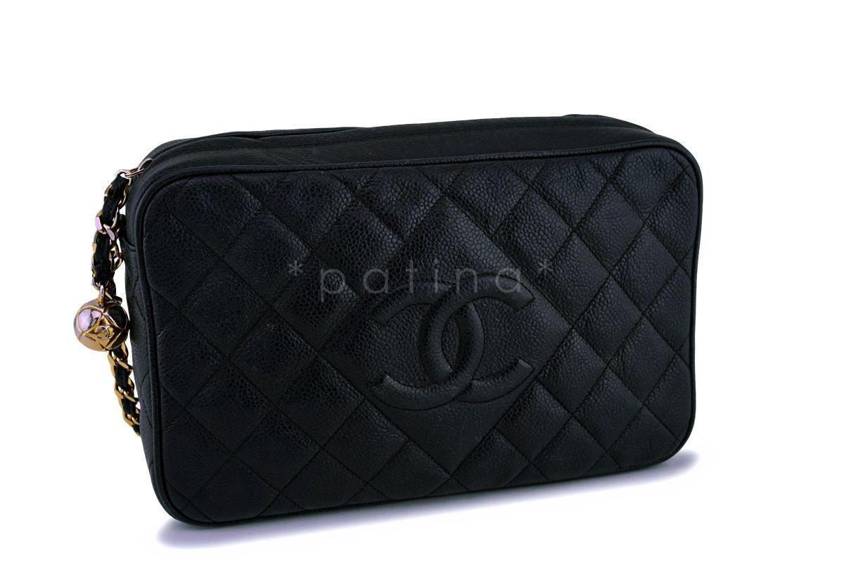 Chanel Vintage Black Caviar Camera Case Bag 24k GHW