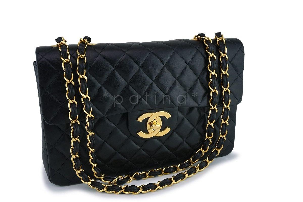 Rare Chanel Vintage Black Maxi "Jumbo XL" Classic Flap Bag 24k GHW