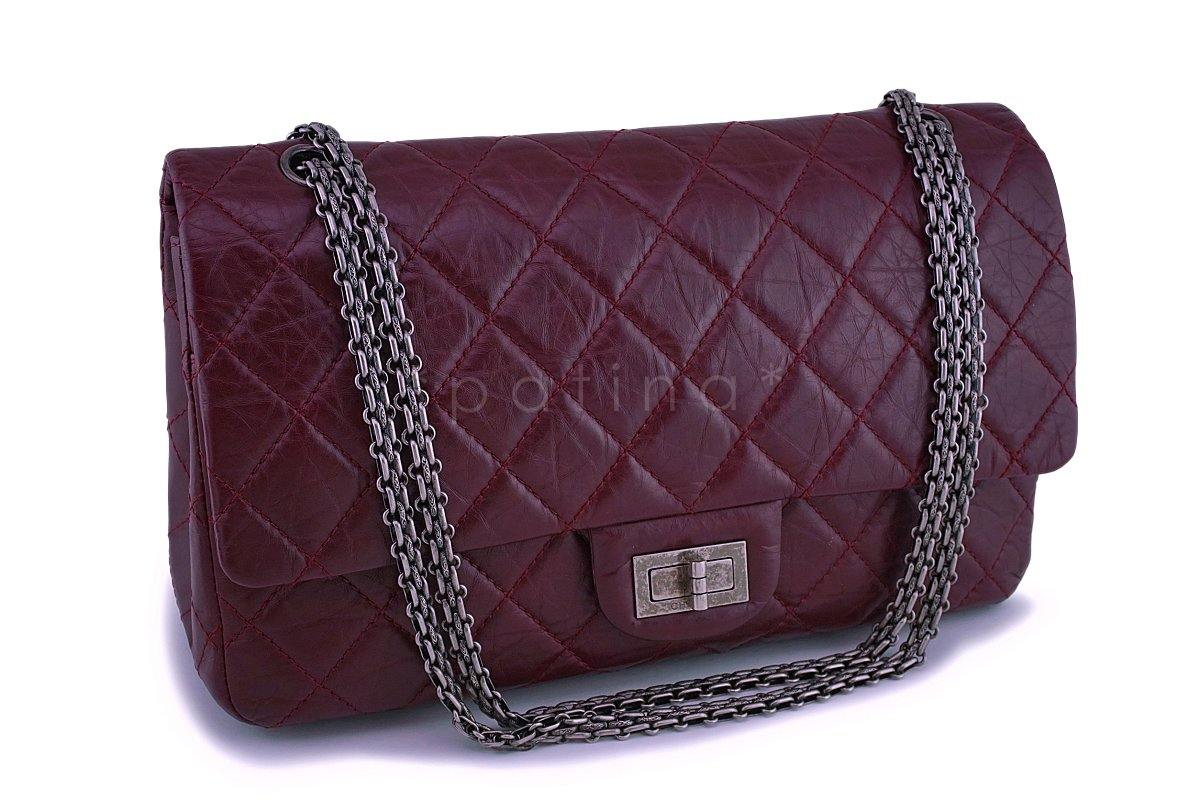 Chanel Burgundy Red 2.55 Classic Reissue 227 Large Jumbo Flap Bag RHW