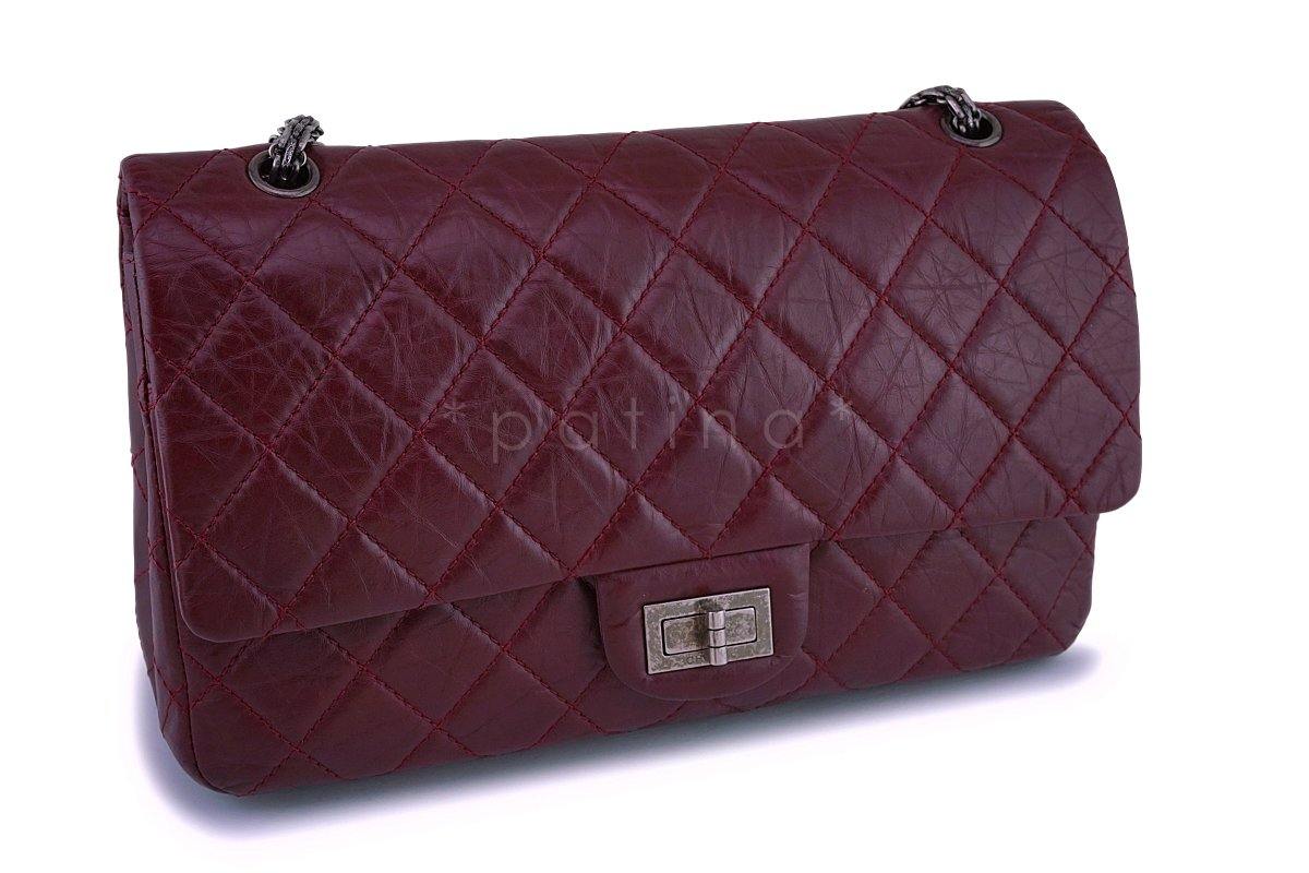Chanel Burgundy Red 2.55 Classic Reissue 227 Large Jumbo Flap Bag RHW
