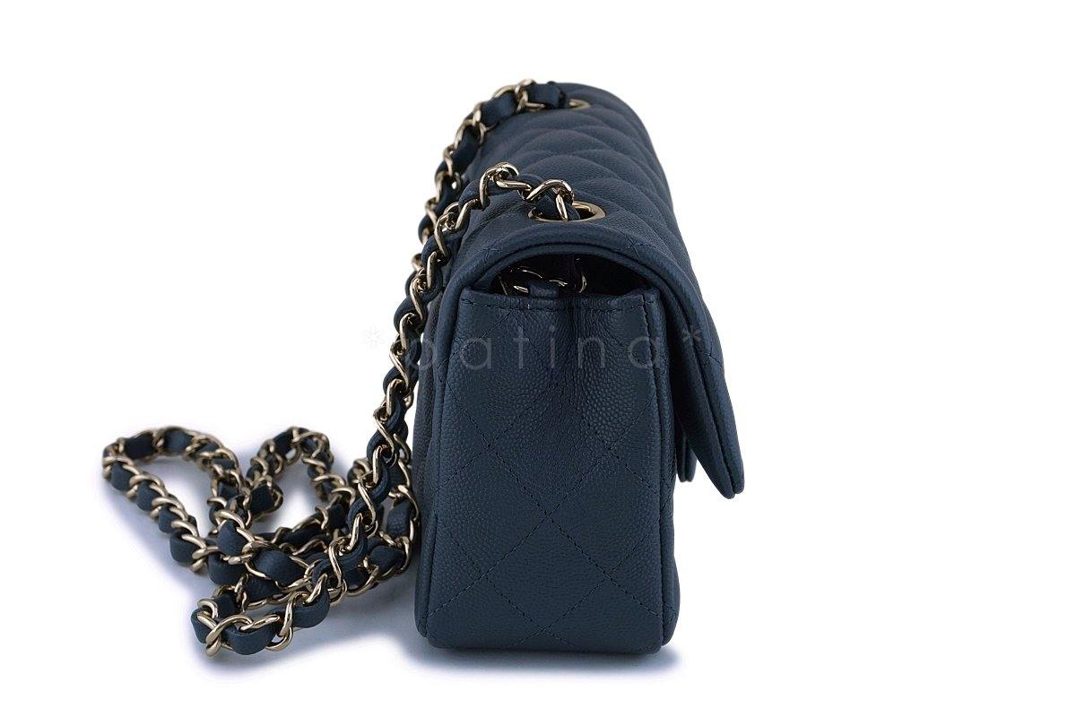 NWT 18B Chanel Gray Caviar Rectangular Mini Flap Bag GHW