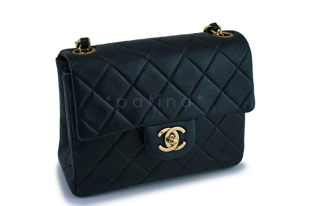 Chanel Black Vintage Classic Square Mini Flap Bag 24k GHW
