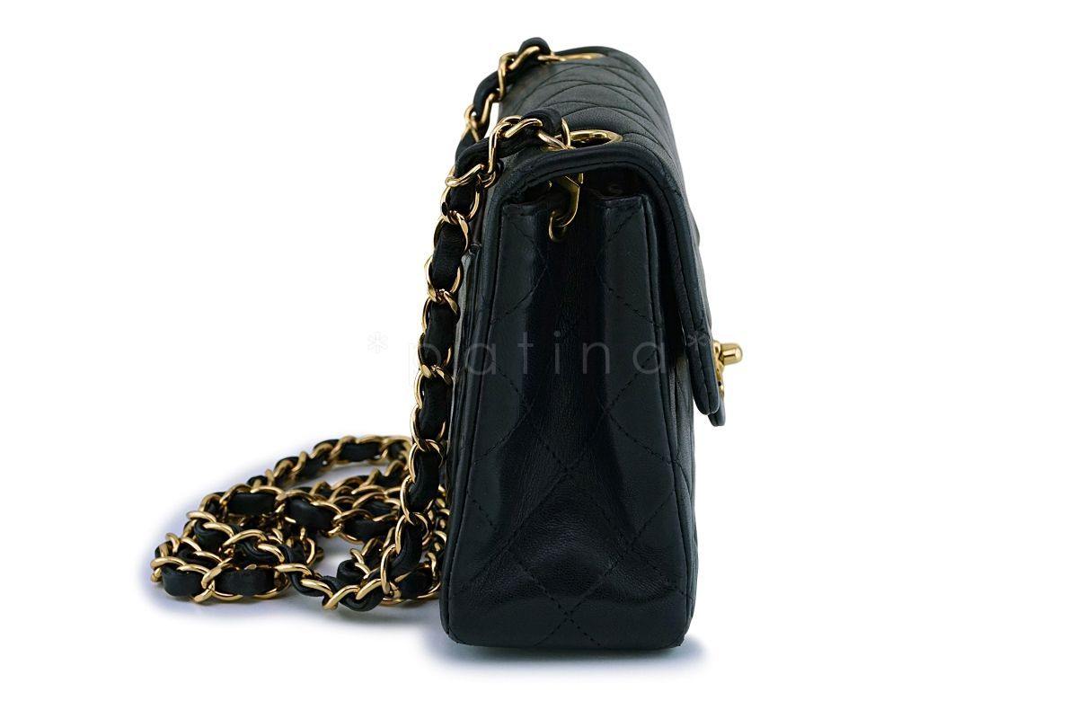 Chanel Black Vintage Classic Square Mini Flap Bag 24k GHW