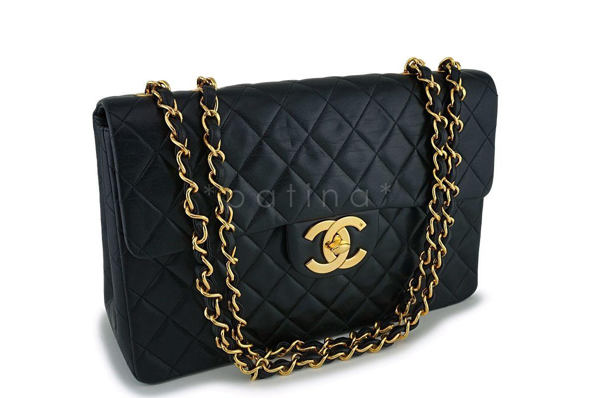 Chanel Vintage Black Maxi "Jumbo XL" Classic Flap Bag 24k GHW