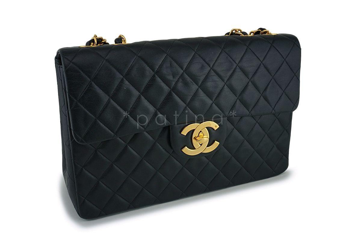 Chanel Vintage Black Maxi "Jumbo XL" Classic Flap Bag 24k GHW