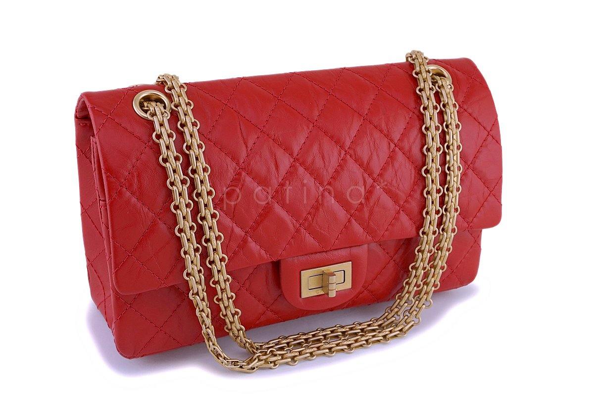 NIB 18K Chanel Red 2.55 Medium Small 225 Reissue Classic Double Flap Bag GHW