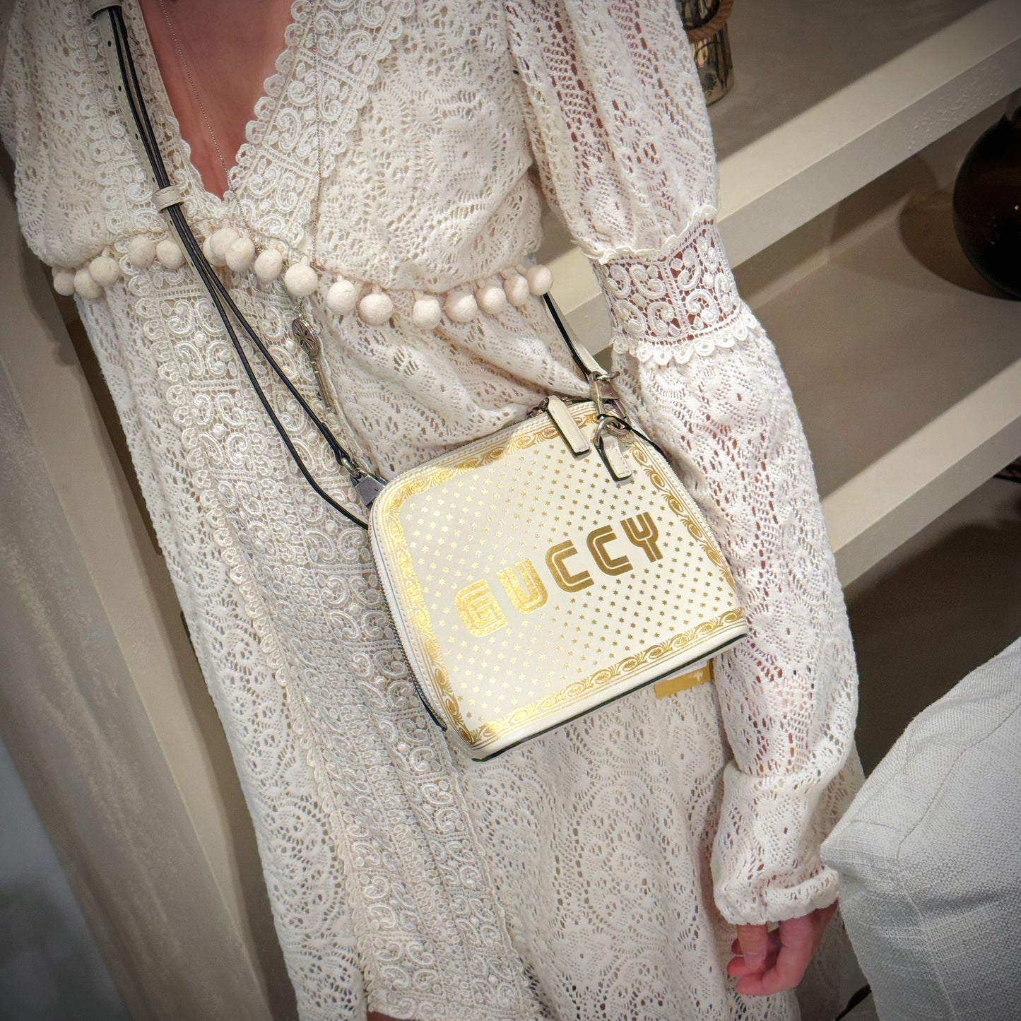 Gucci Leather Sega Guccy Stars Dome Mini Crossbody Bag TWS