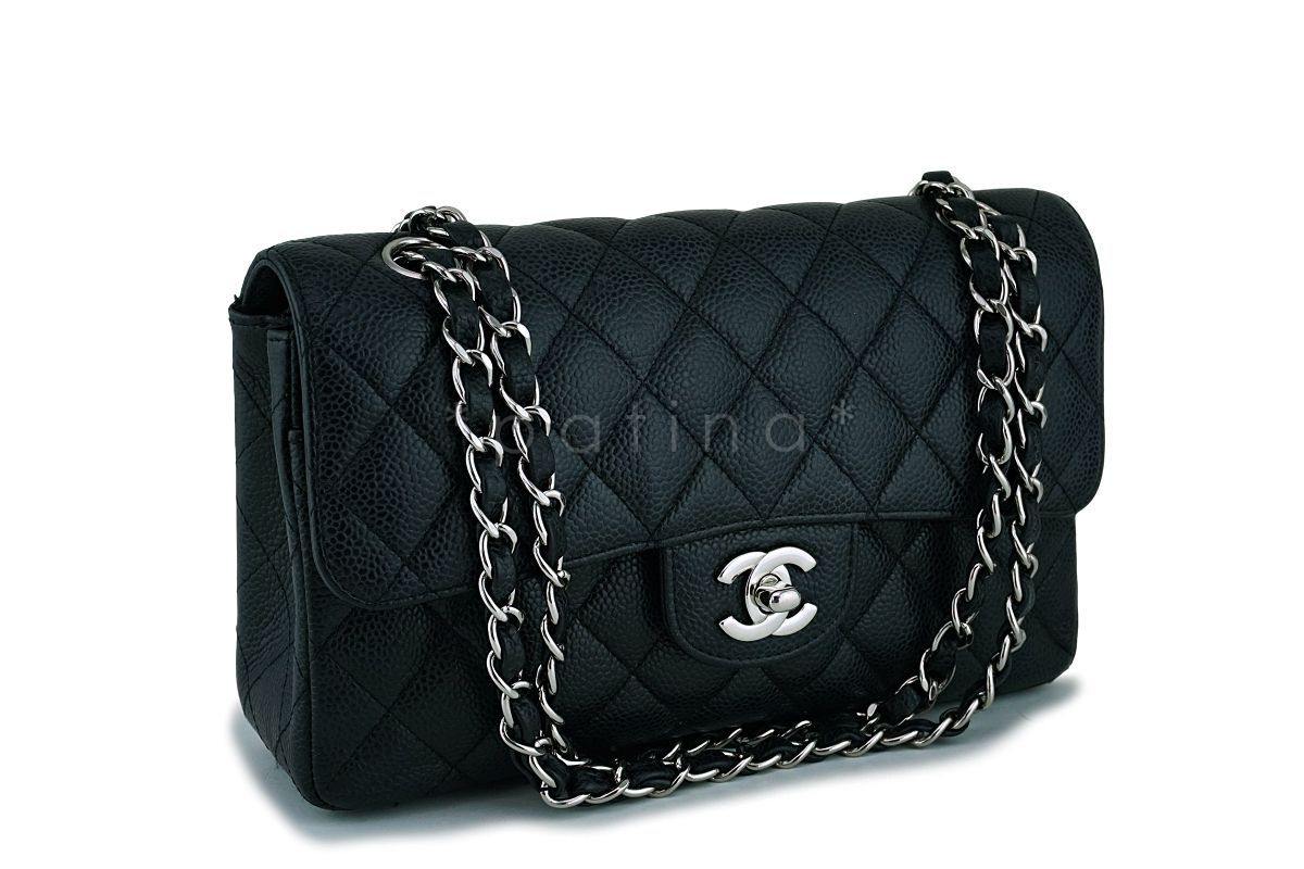 Chanel Black Caviar Small Classic Double Flap Bag SHW